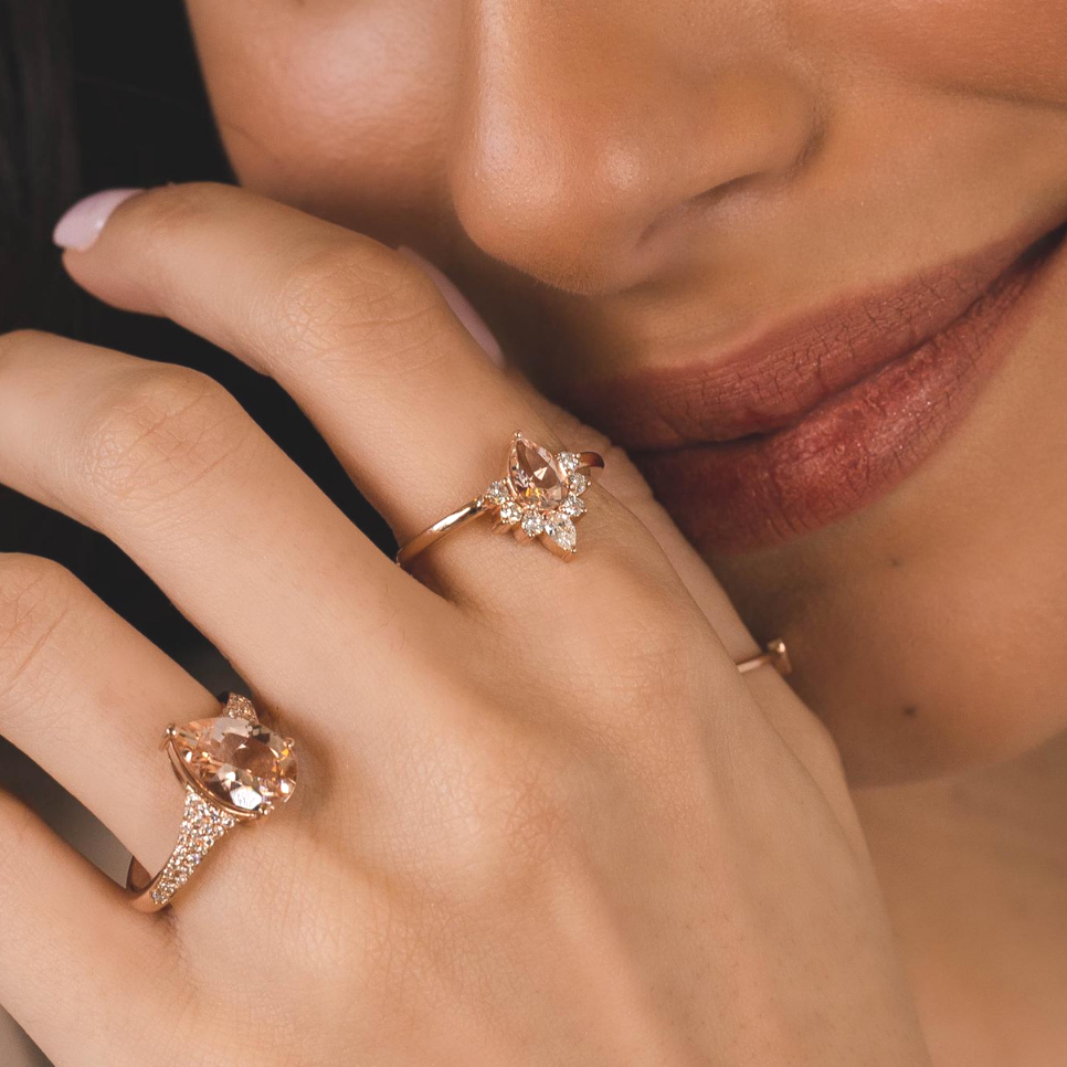 Morganite Pear Shape Diamond Ring