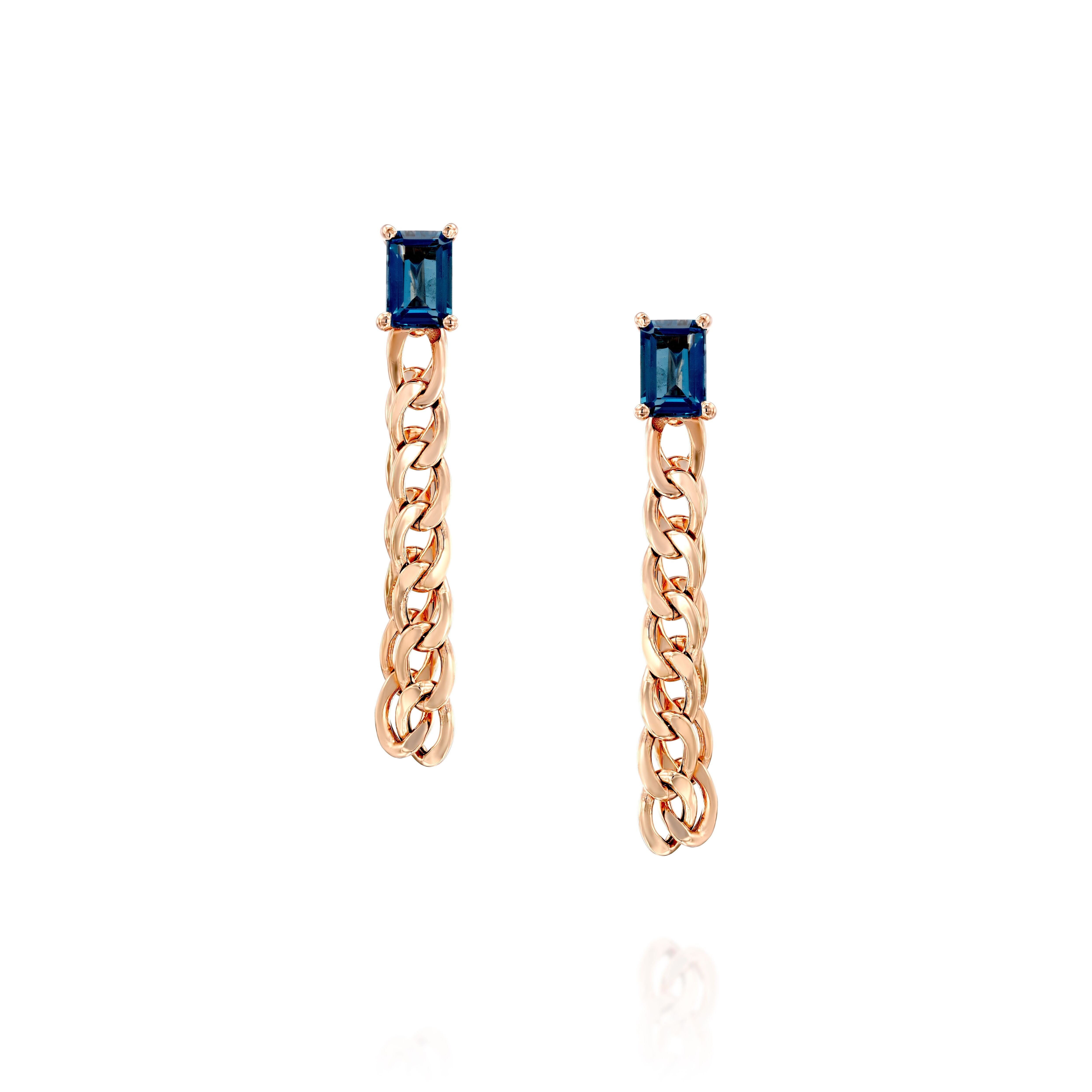 London Blue Topaz Chain Earrings