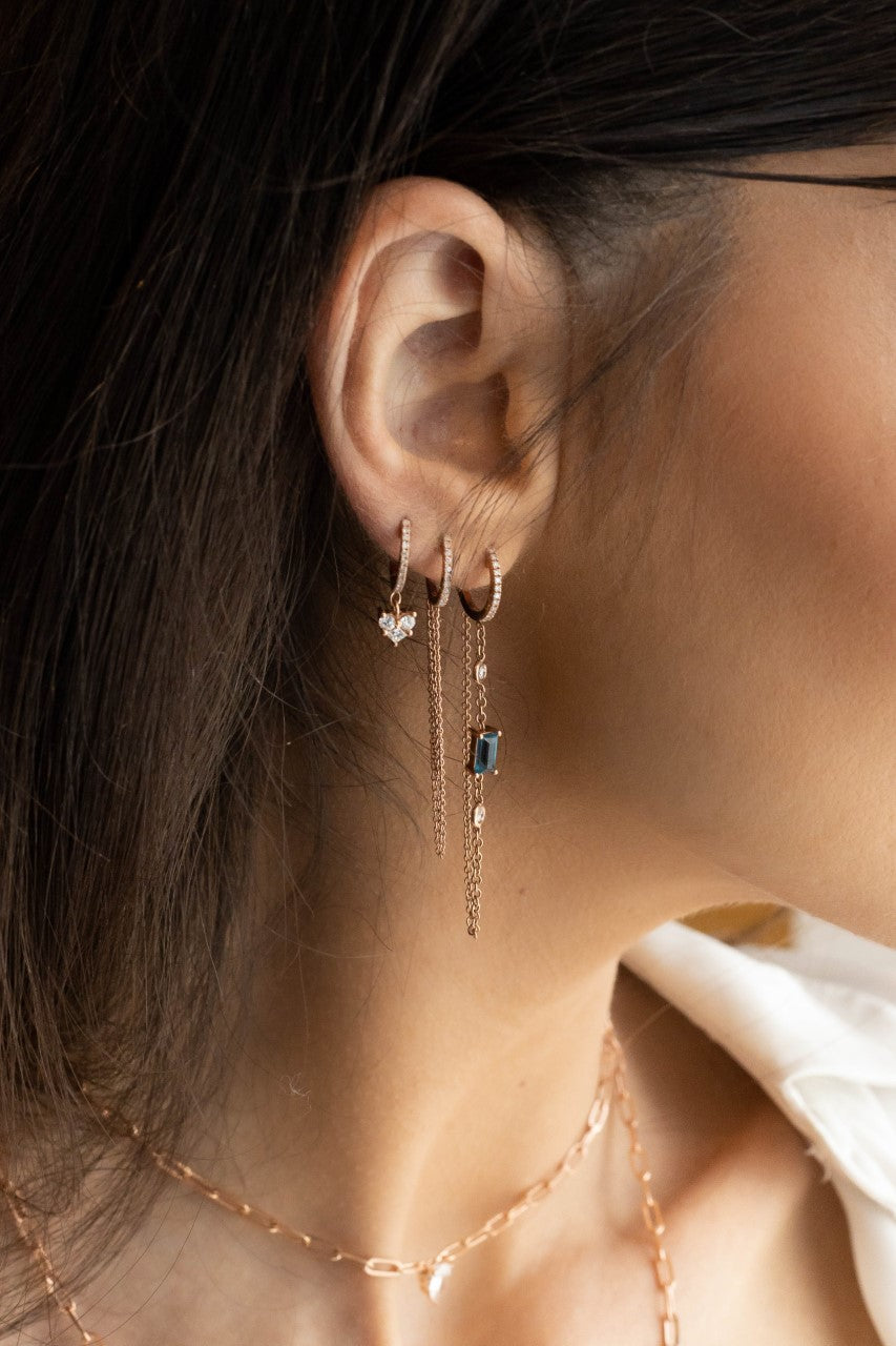 Diamond Huggie Chain Earring
