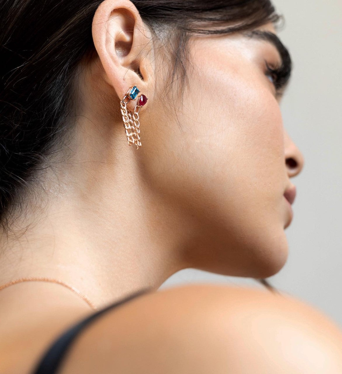 London Blue Topaz Chain Earrings