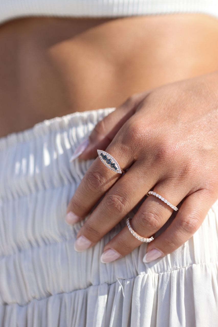 Blue topaz Marquise Diamond Ring