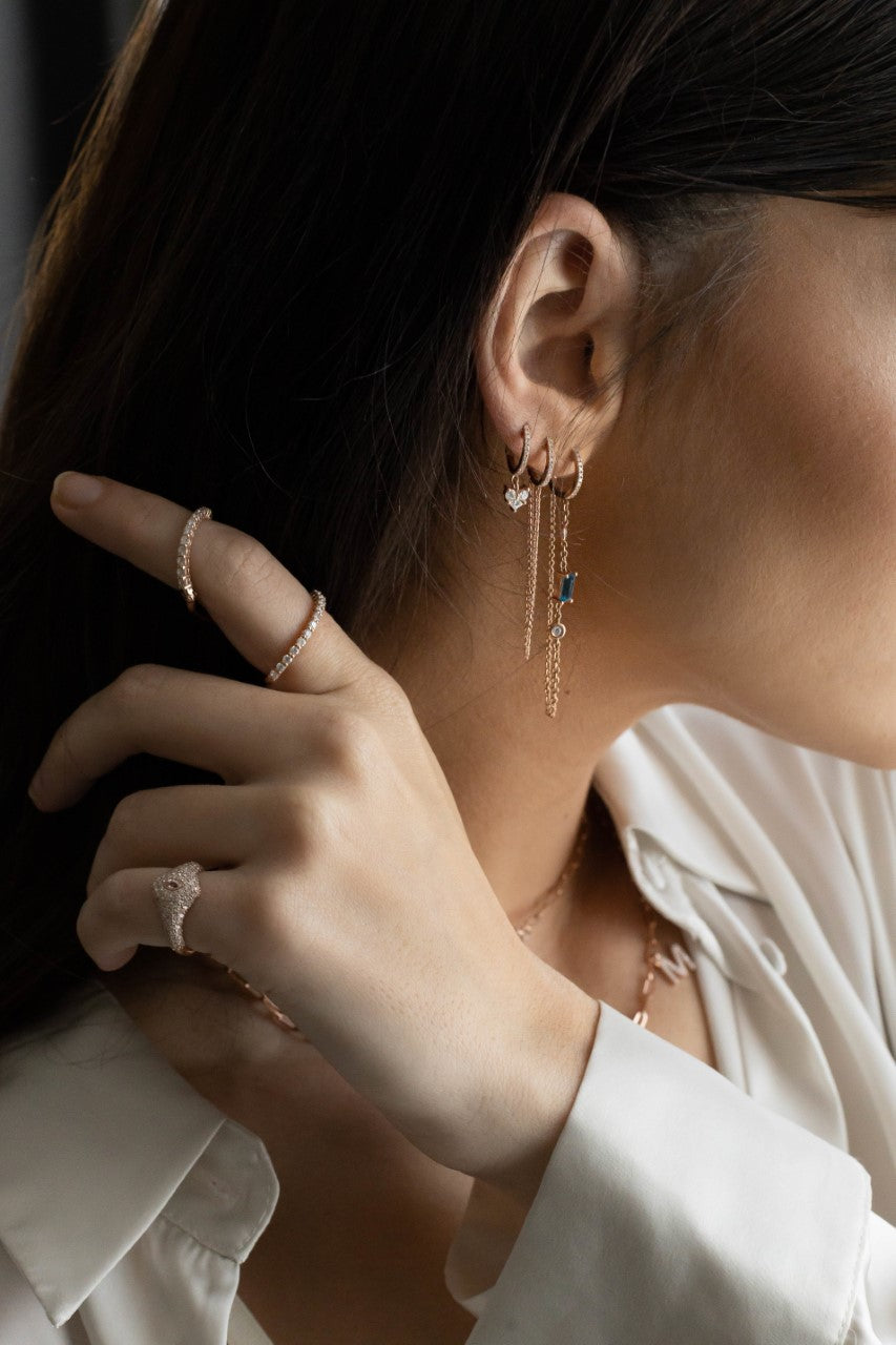Diamond Huggie Chain Earring
