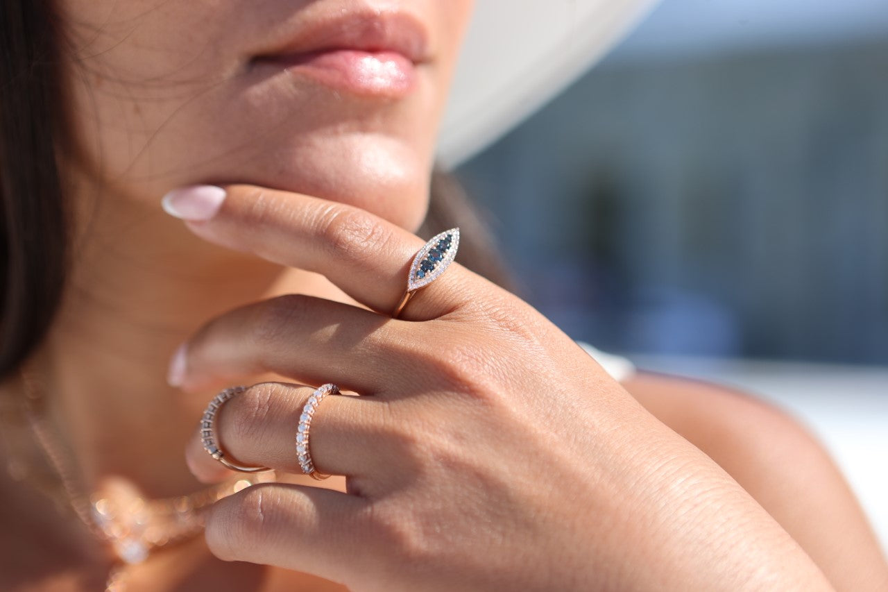 Blue topaz Marquise Diamond Ring