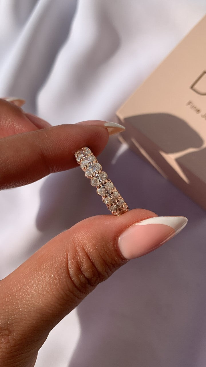 Oval Cut Eternity Diamonds-Sapphire Ring