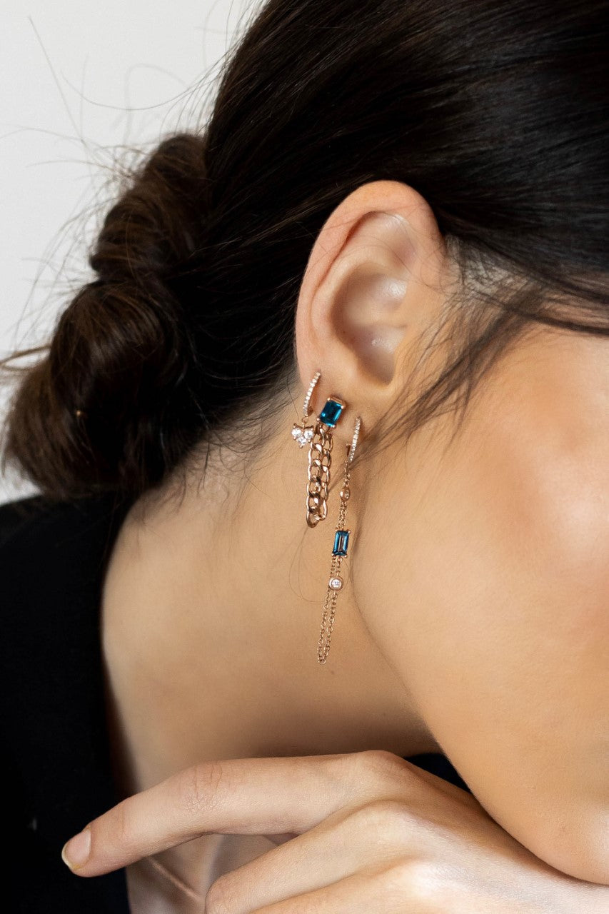 London Blue Topaz Chain Earrings