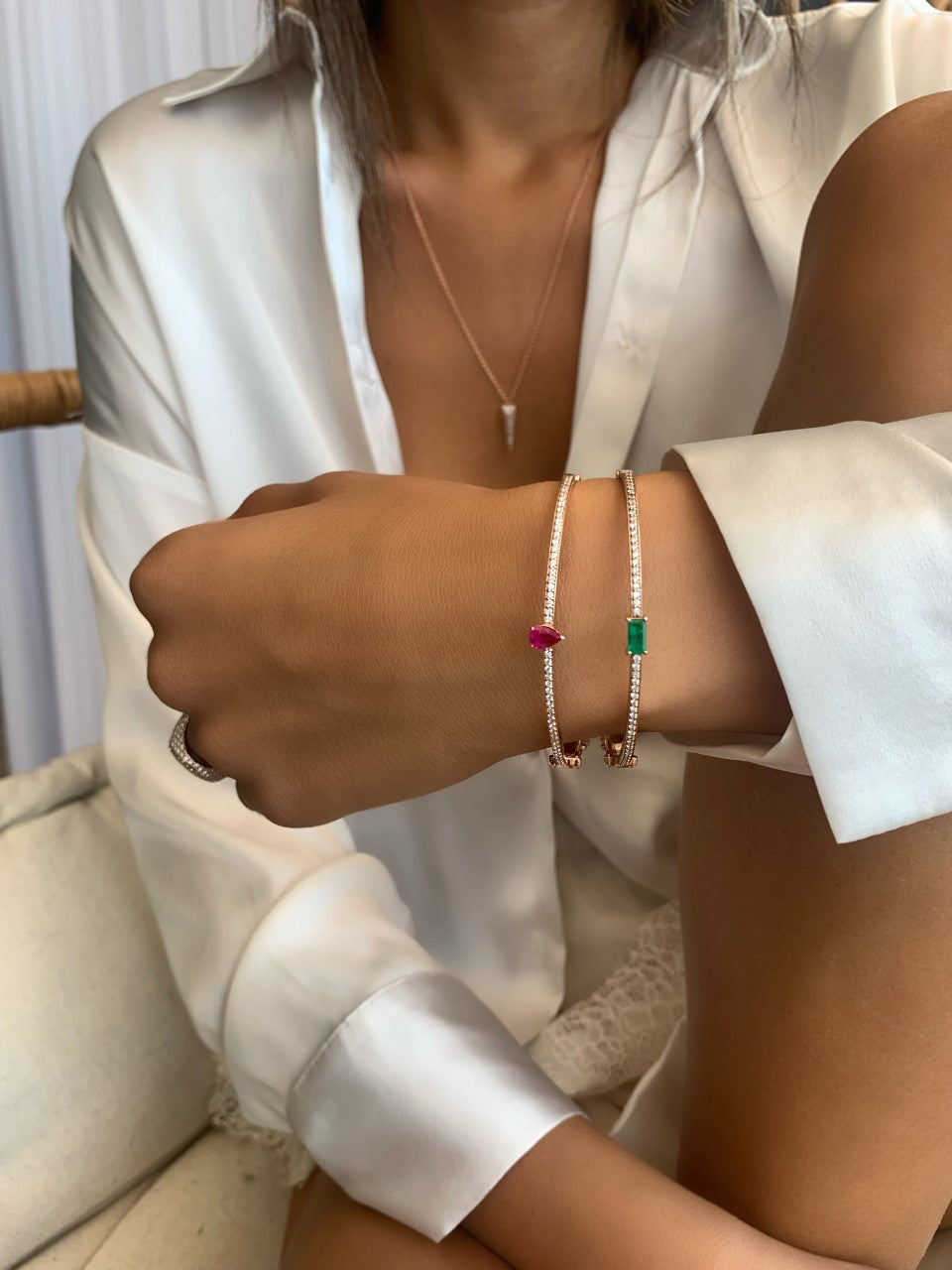Emerald Diamond Bangle