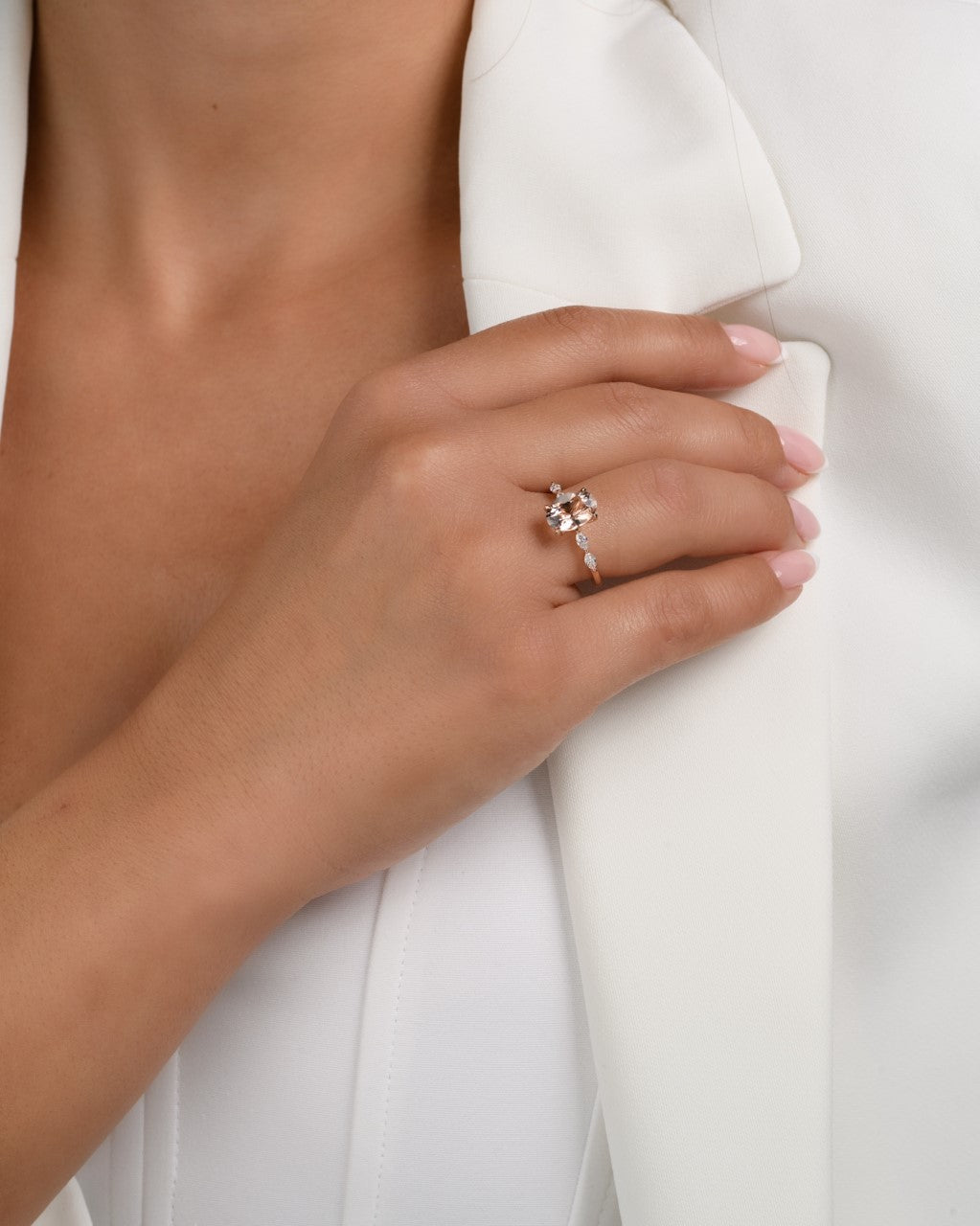 Oval Morganite Diamond Ring